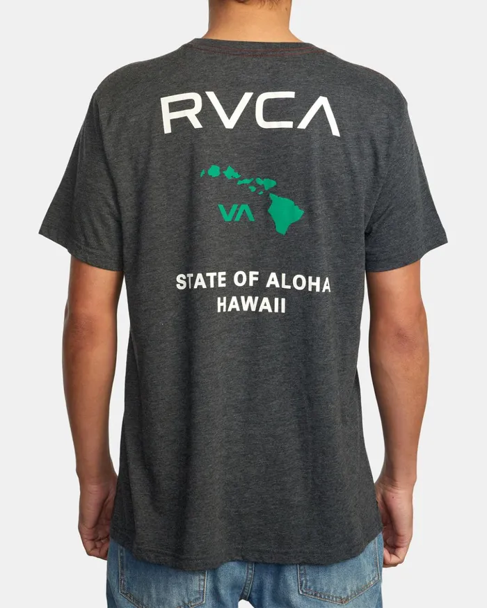 RVCA Short Sleeves State Of Aloha Tee Blackgreen 8211 Men