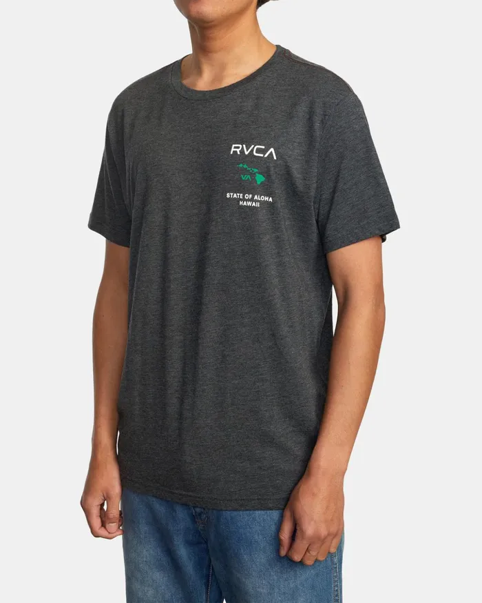 RVCA Short Sleeves State Of Aloha Tee Blackgreen 8211 Men