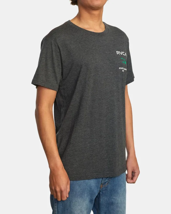 RVCA Short Sleeves State Of Aloha Tee Blackgreen 8211 Men