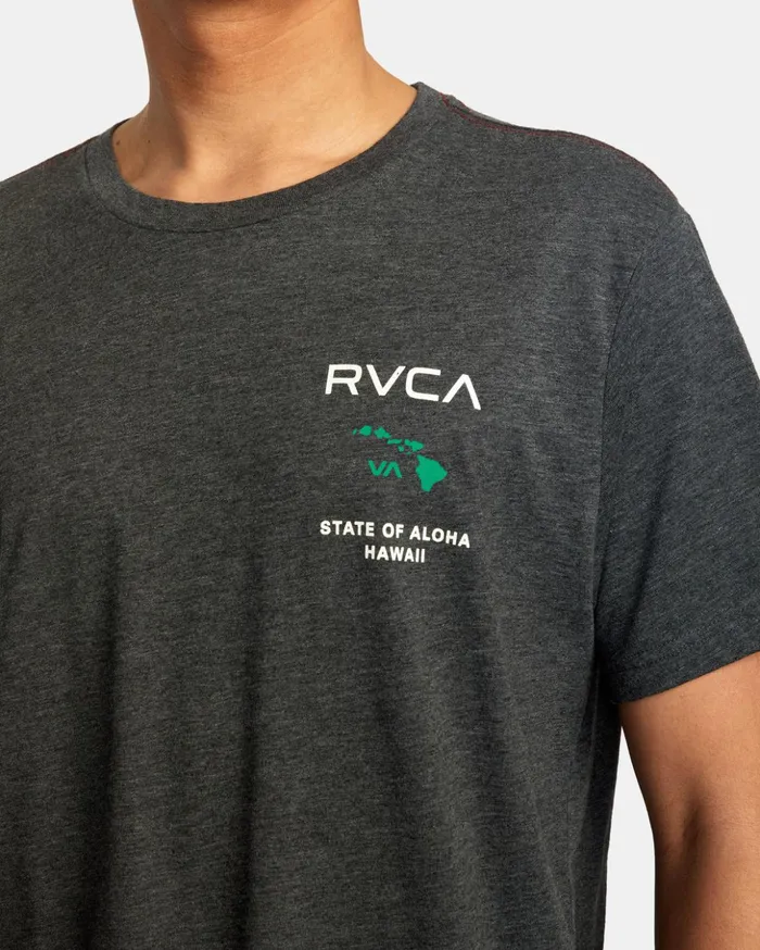 RVCA Short Sleeves State Of Aloha Tee Blackgreen 8211 Men
