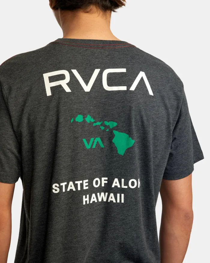 RVCA Short Sleeves State Of Aloha Tee Blackgreen 8211 Men