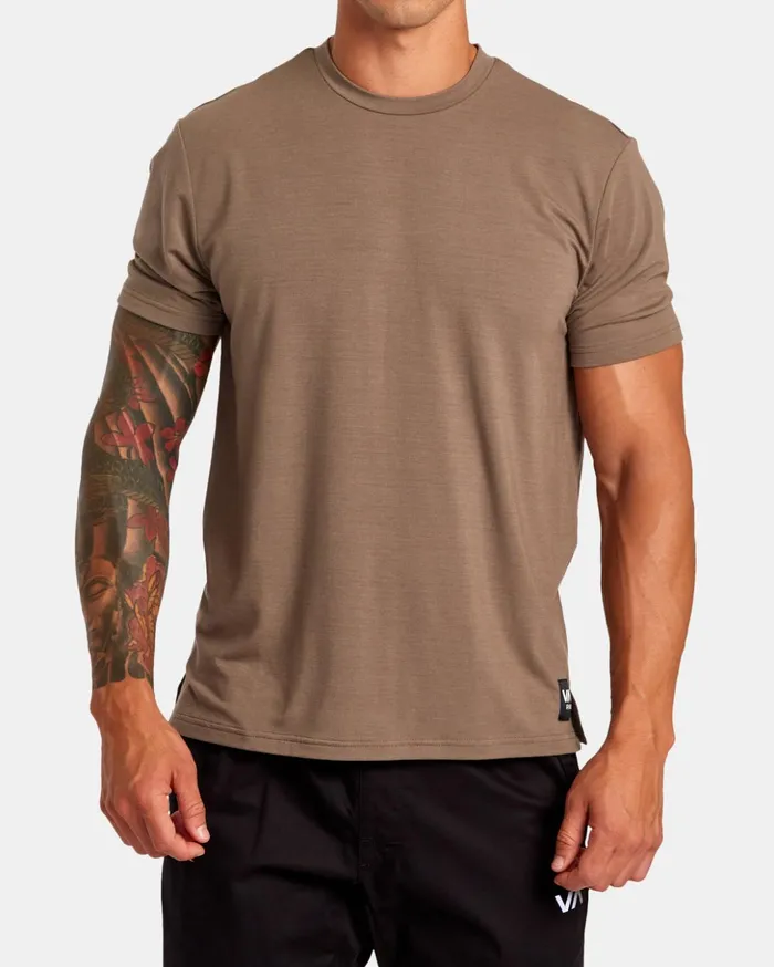 RVCA Short Sleeves VA Sport Balance Technical Training TShirt Mushroom 8211 Men