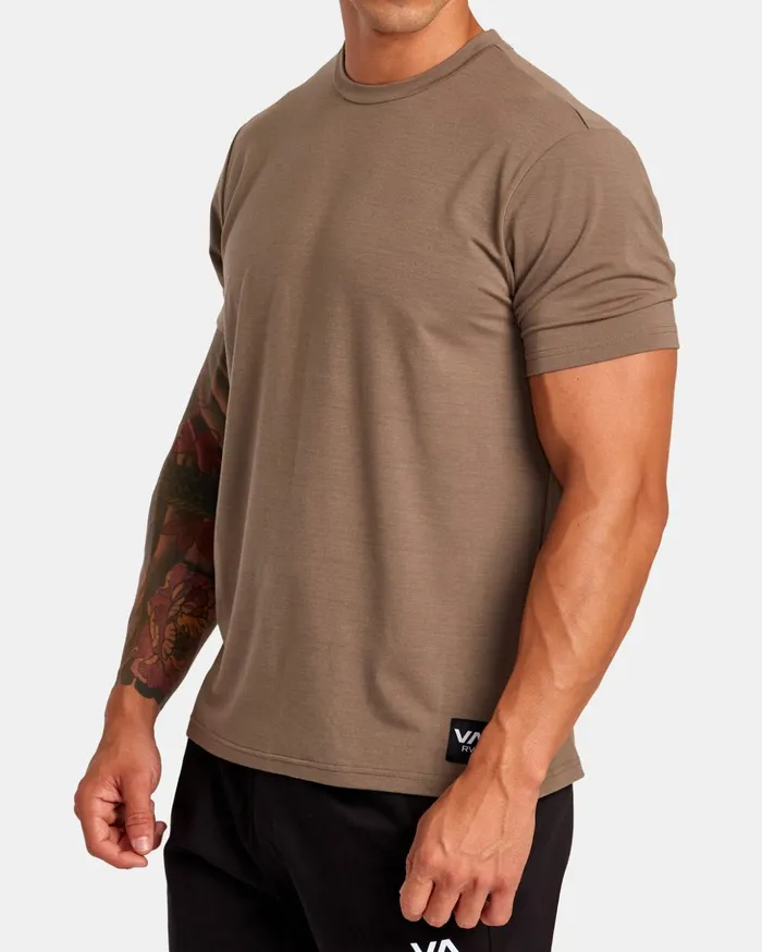 RVCA Short Sleeves VA Sport Balance Technical Training TShirt Mushroom 8211 Men RVCA Short Sleeves VA Sport Balance Technical Training TShirt Mushroom 8211 Men