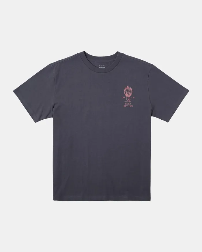 RVCA Short Sleeves World Weight TShirt Garage Blue 8211 Men