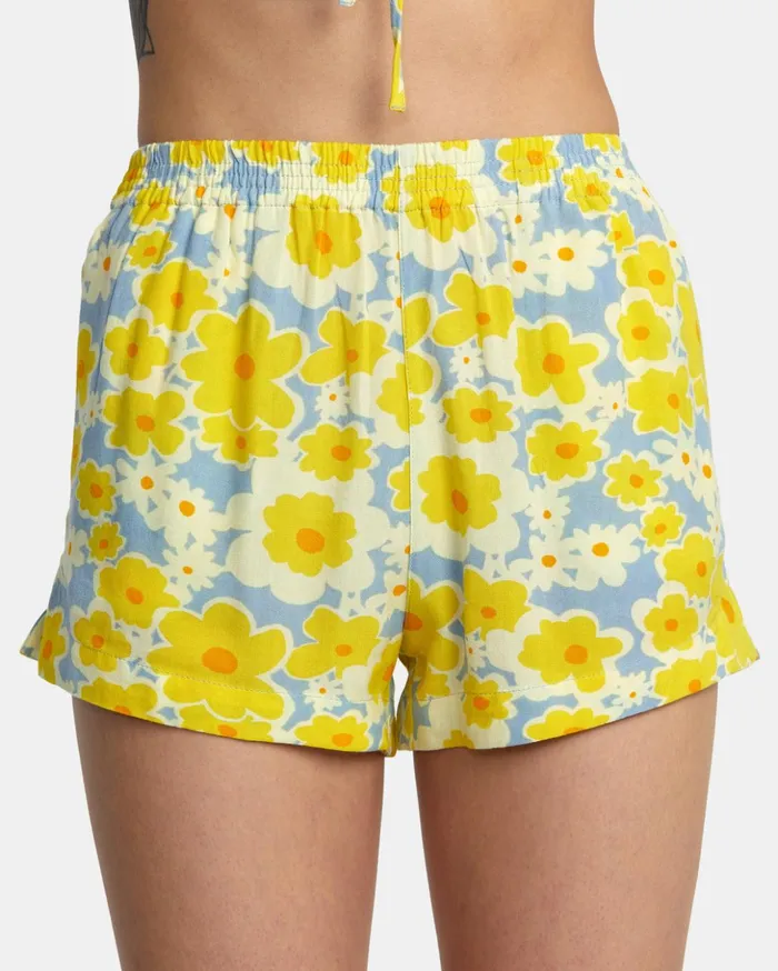 RVCA Shorts Skirts Sawyer Print Elastic Waist Shorts Dusty Blue 8211 Women