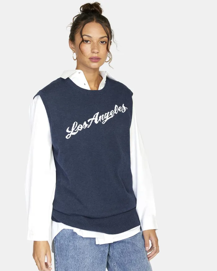 RVCA Sweaters Hometown Sweater Vest Moody Blue 8211 Women