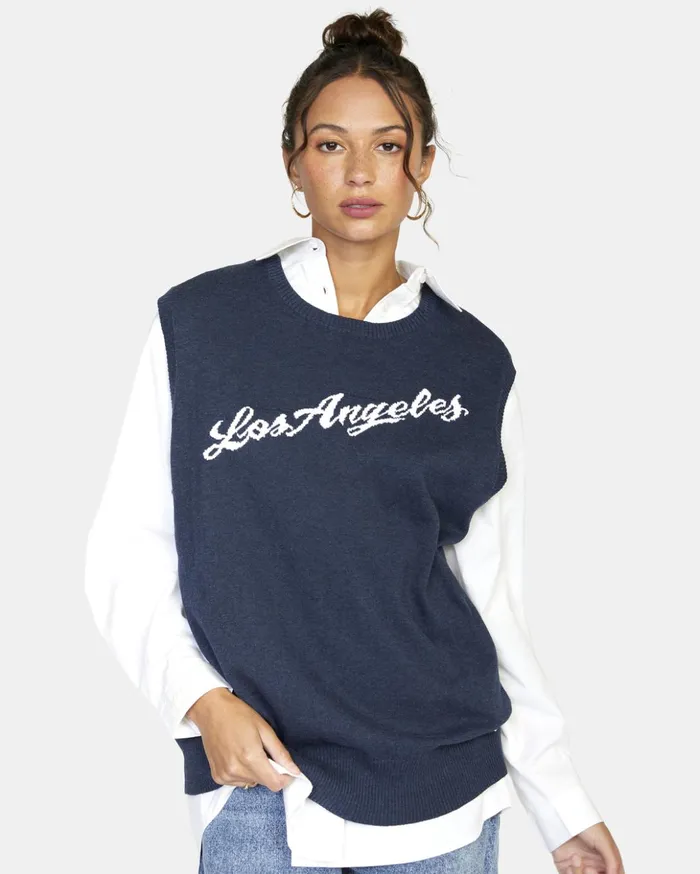 RVCA Sweaters Hometown Sweater Vest Moody Blue 8211 Women