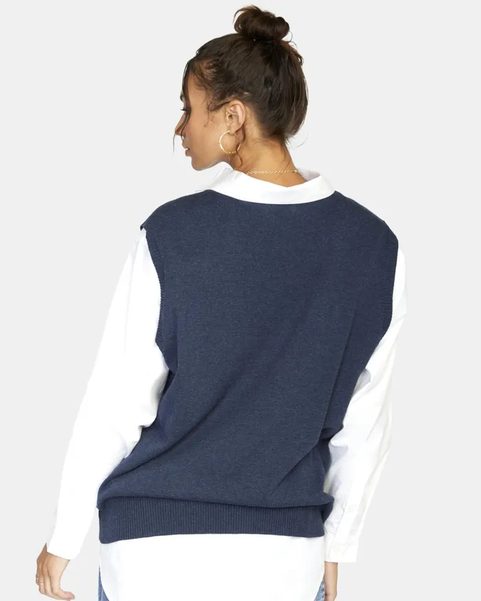 RVCA Sweaters Hometown Sweater Vest Moody Blue 8211 Women