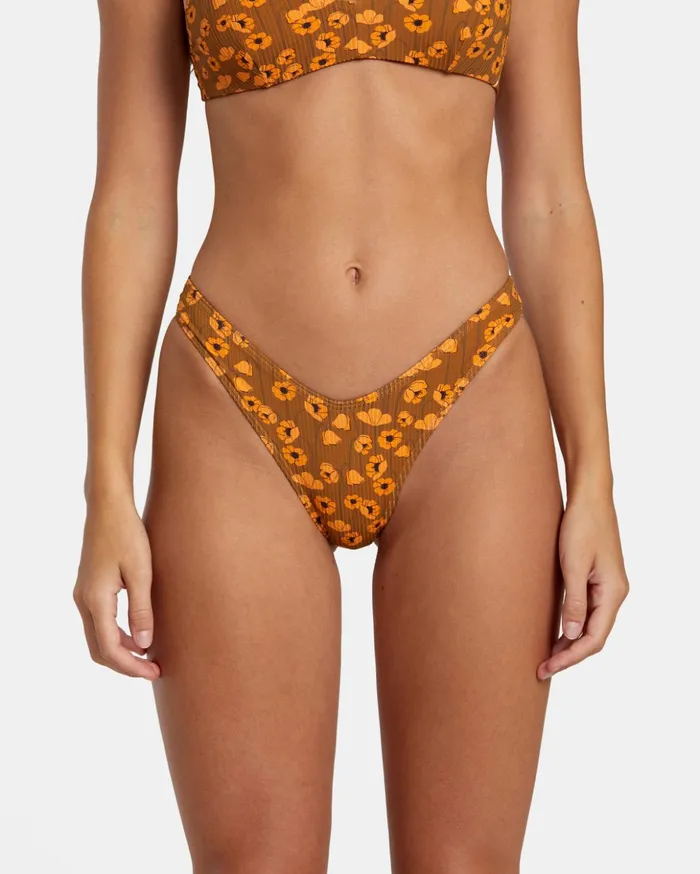 RVCA Swim New Arrivals Poppy Eco Rib High Leg Bikini Bottoms Sienna 8211 Women RVCA Swim New Arrivals Poppy Eco Rib High Leg Bikini Bottoms Sienna 8211 Women