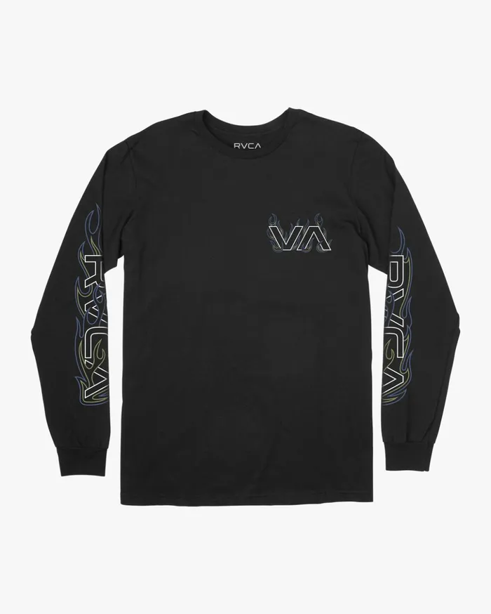 RVCA Tees Tanks Boy039s Pyro Long Sleeve Tee Black 8211 Boys