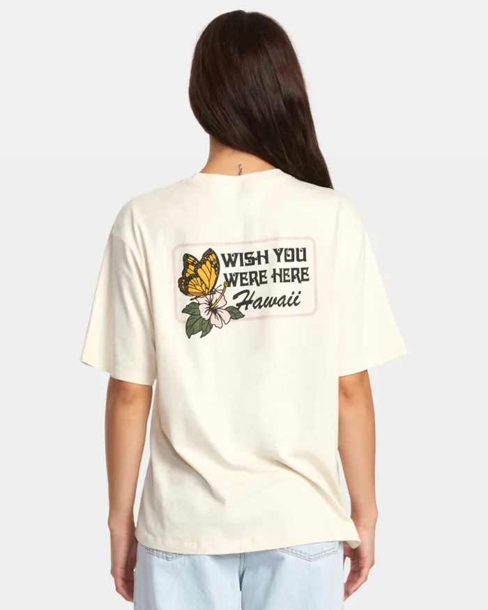 RVCA Tees Tanks Wish You Were Here TShirt Latte 8211 Women