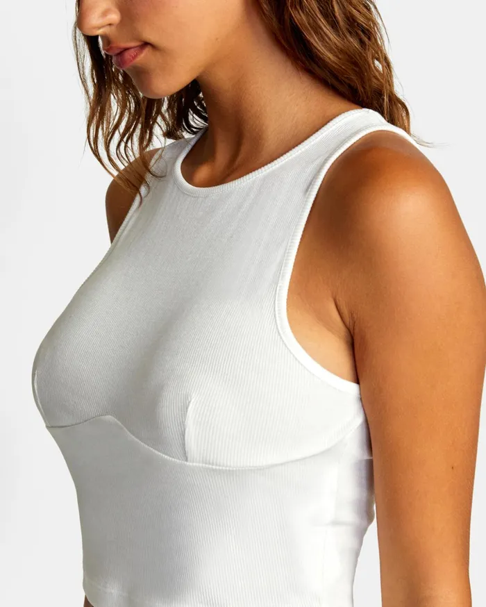 RVCA Tops Test Drive Cropped Tank Top Whisper White 8211 Women