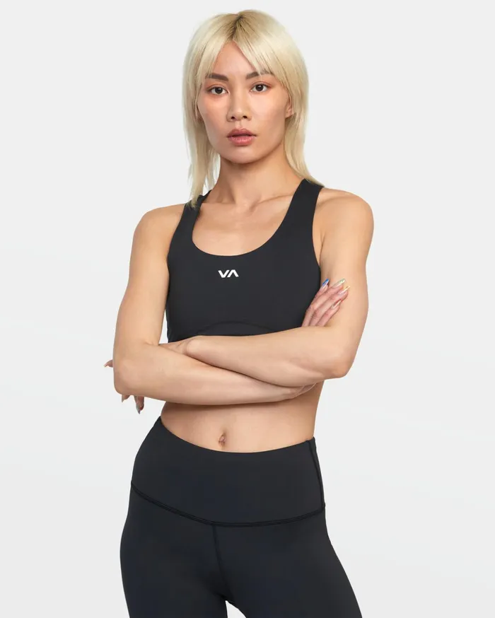 RVCA Tops VA Essential Mid Support Sports Bra Black 8211 Women