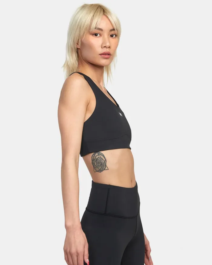 RVCA Tops VA Essential Mid Support Sports Bra Black 8211 Women