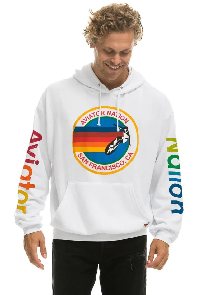 San Francisco Relaxed Pullover Hoodie 8211 White WomenMen Aviator Nation Hoodies