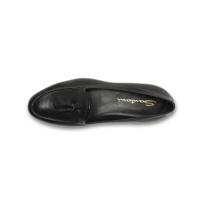 Santoni Black Leather Andrea Tassel Loafer Women Loafers