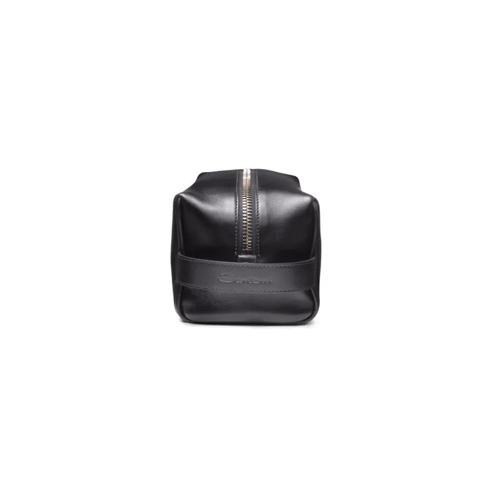 Santoni Black Leather Pouch MenWomen Small Leather Goods