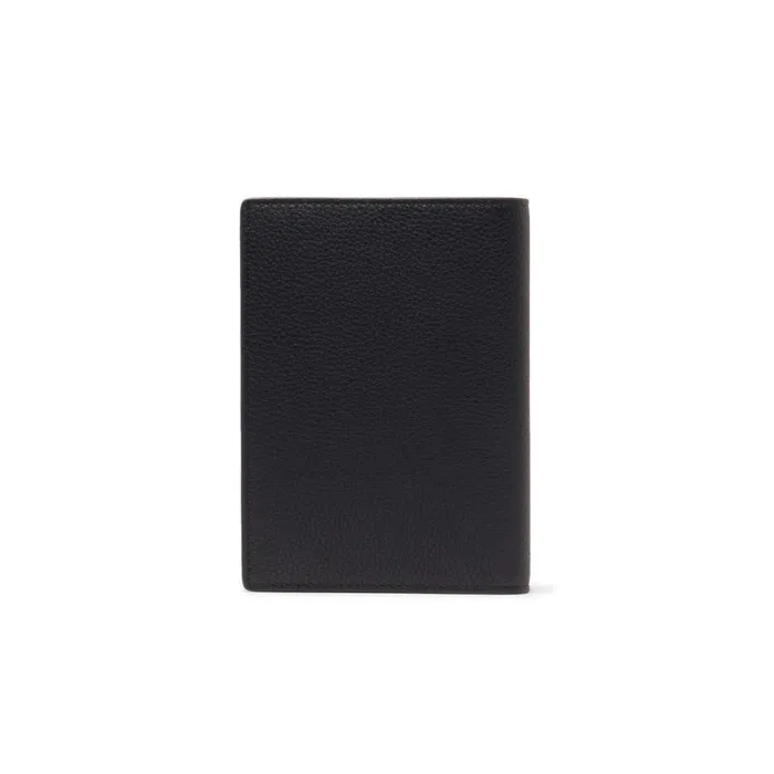 Santoni Black Tumbled Leather Passport Case Men Small Leather Goods