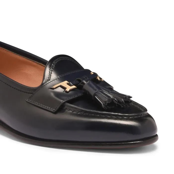 Santoni Blue Leather Andrea Tassel Loafer Women Loafers