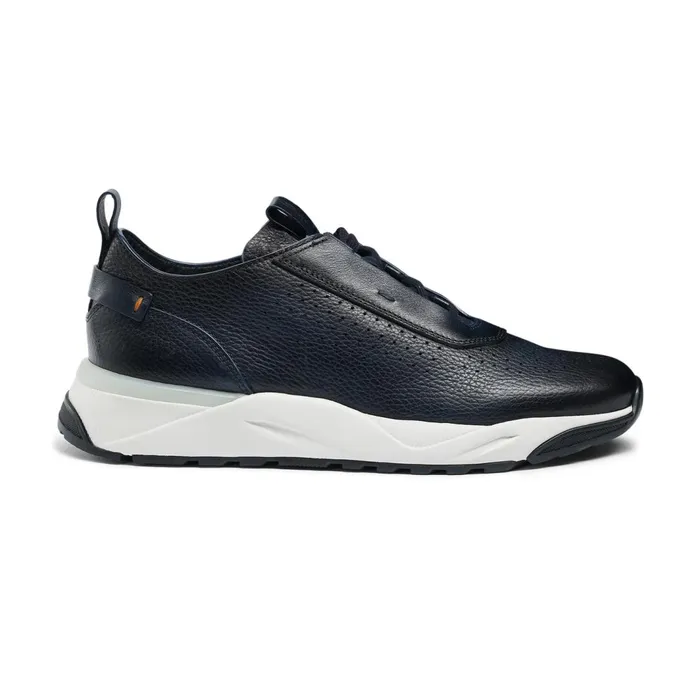 Santoni Blue Leather Sneaker Men Sneakers