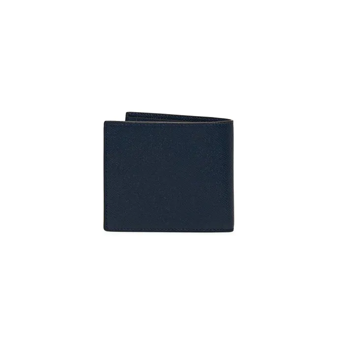 Santoni Blue Saffiano Leather Wallet MenWomen Small Leather Goods
