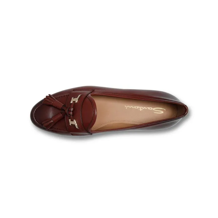 Santoni Brown Nappa Leather Andrea Tassel Loafer Women Loafers