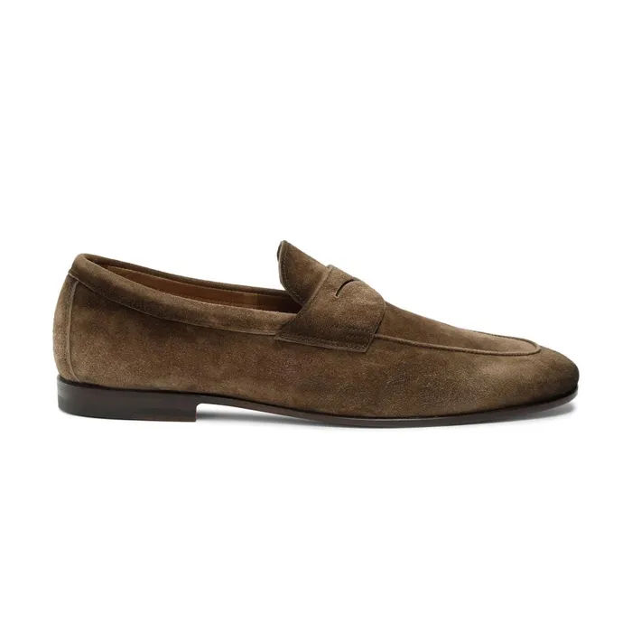 Santoni Brown Suede Carlo Loafer Men Loafers