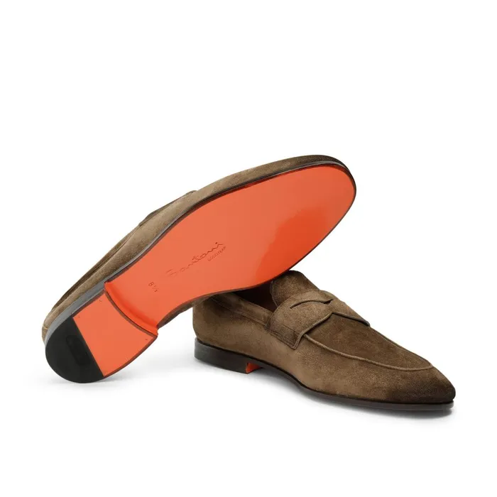 Santoni Brown Suede Carlo Loafer Men Loafers