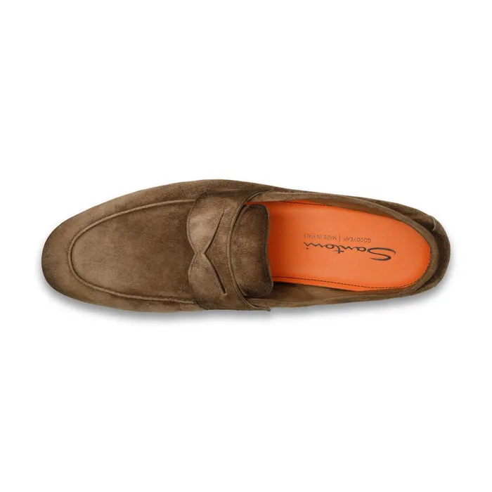 Santoni Brown Suede Carlo Loafer Men Loafers