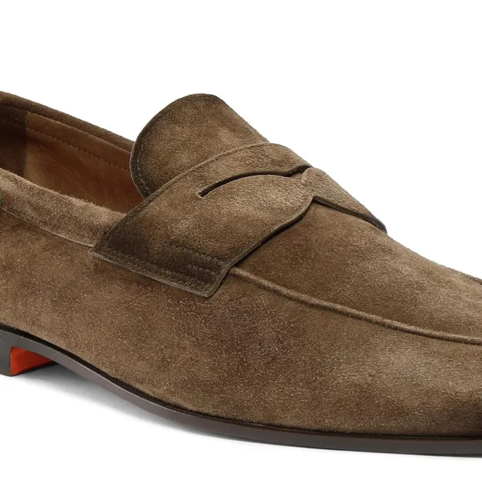 Santoni Brown Suede Carlo Loafer Men Loafers