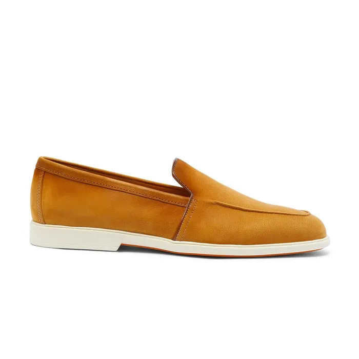 Santoni Brown Tumbled Nubuck Loafer Men Loafers