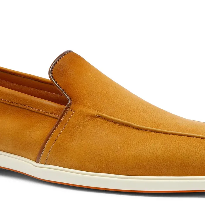 Santoni Brown Tumbled Nubuck Loafer Men Loafers