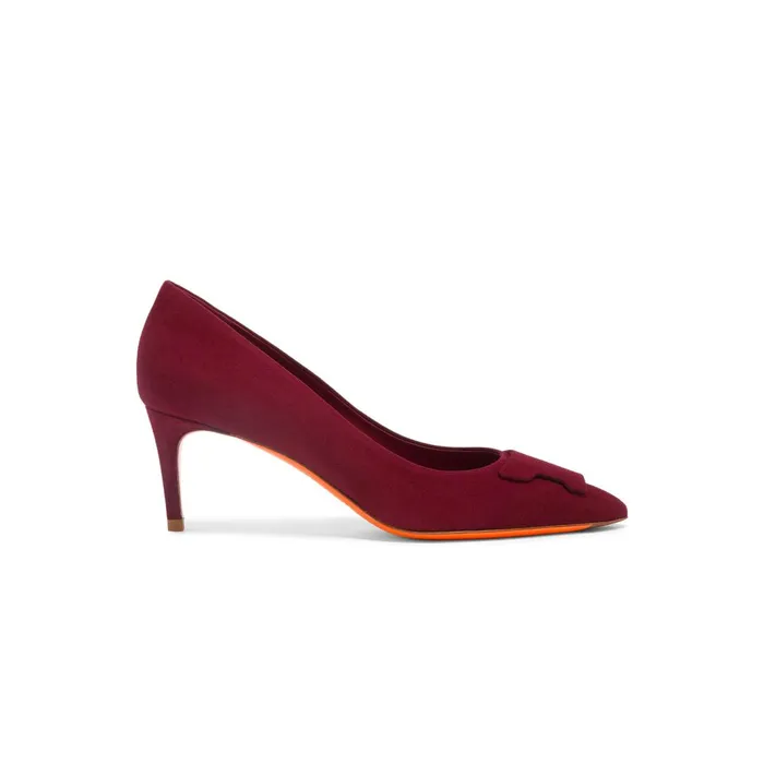 Santoni Burgundy Suede MidHeel Sibille Pump Women Pumps and Heels