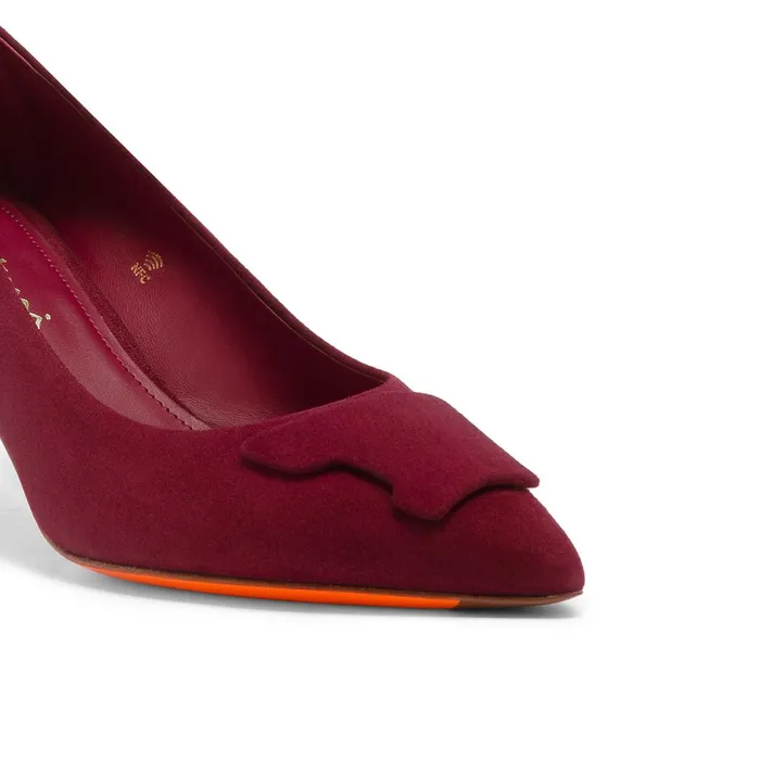 Santoni Burgundy Suede MidHeel Sibille Pump Women Pumps and Heels