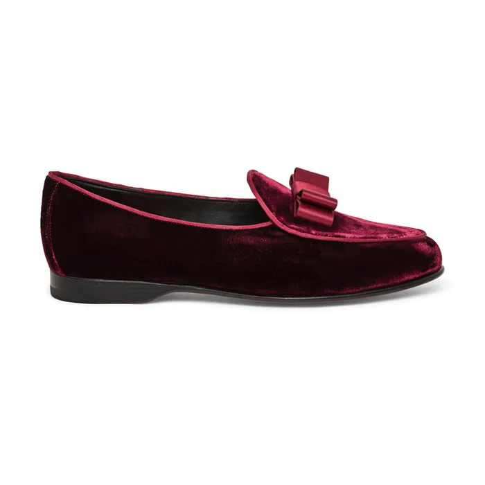 Santoni Burgundy Velvet Andrea Loafer Men Loafers