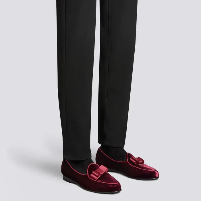 Santoni Burgundy Velvet Andrea Loafer Men Loafers