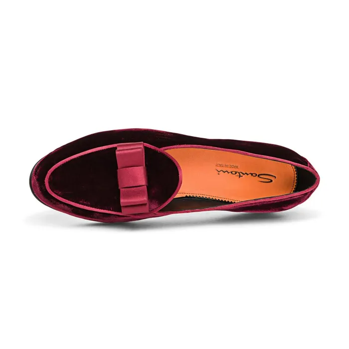 Santoni Burgundy Velvet Andrea Loafer Men Loafers