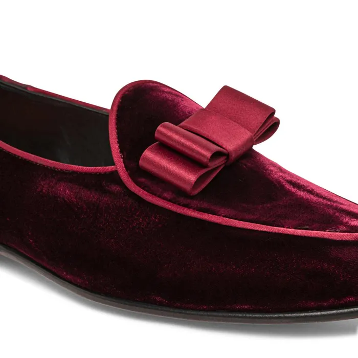 Santoni Burgundy Velvet Andrea Loafer Men Loafers