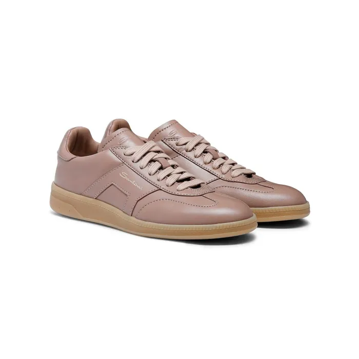 Santoni Pink Tumbled Leather Dbs Oly Sneaker Women Sneakers