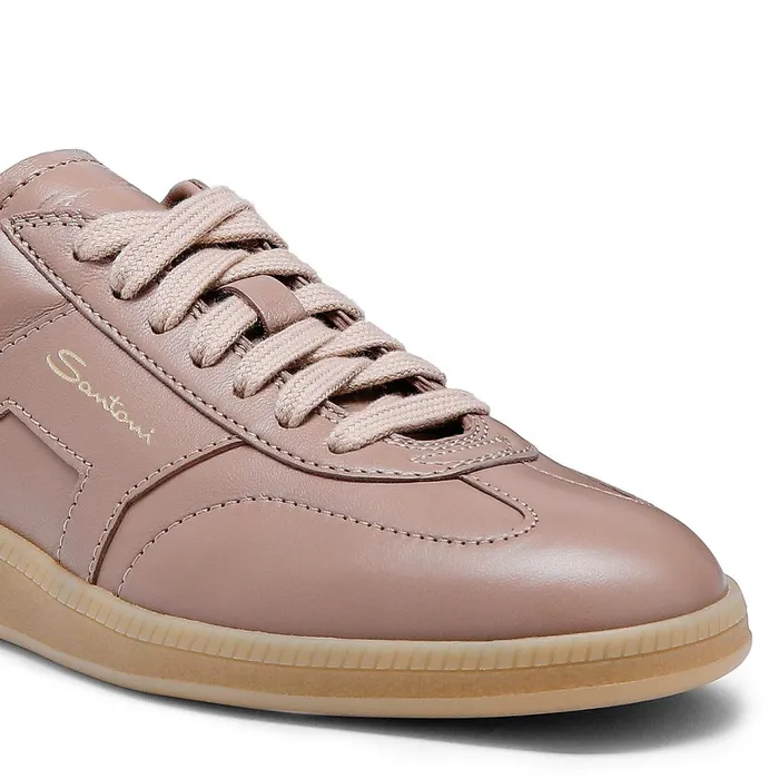 Santoni Pink Tumbled Leather Dbs Oly Sneaker Women Sneakers