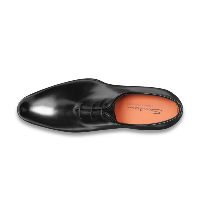 Santoni Polished Black Leather Oxford Shoe Men LaceUps