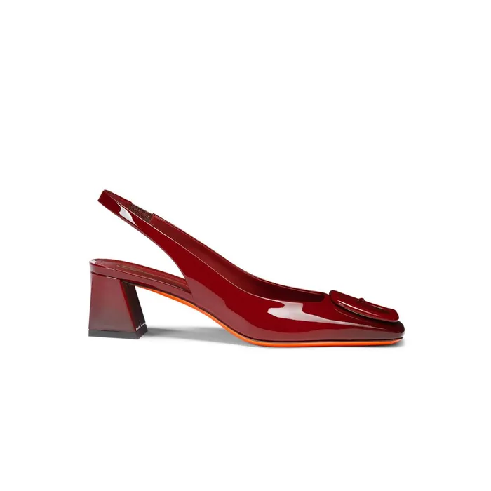 Santoni Red Patent Leather MidHeel Pump Women Pumps and Heels