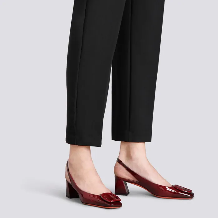 Santoni Red Patent Leather MidHeel Pump Women Pumps and Heels