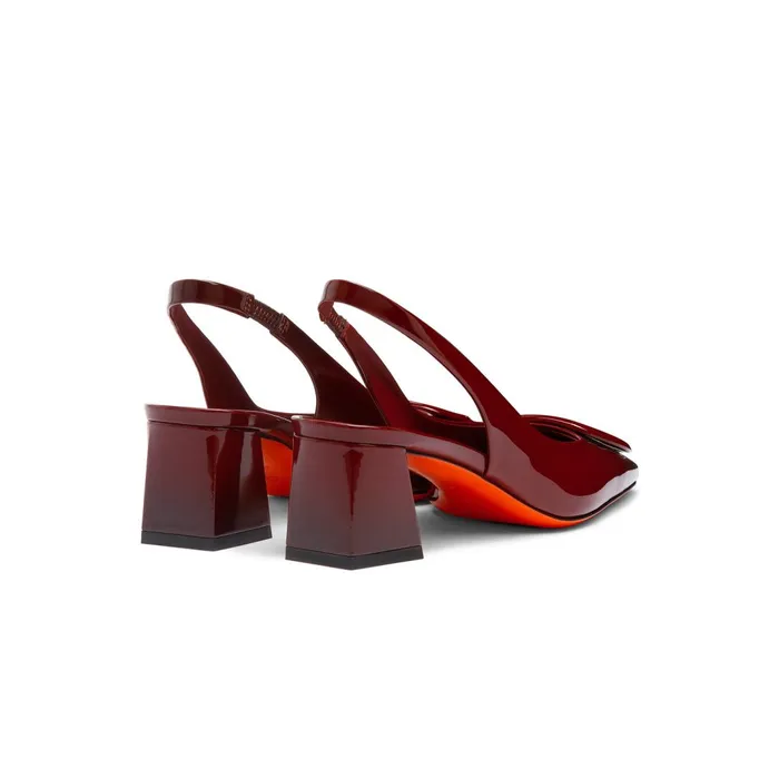 Santoni Red Patent Leather MidHeel Pump Women Pumps and Heels