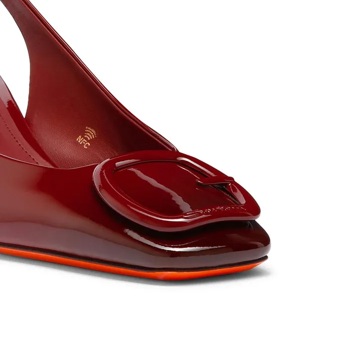 Santoni Red Patent Leather MidHeel Pump Women Pumps and Heels