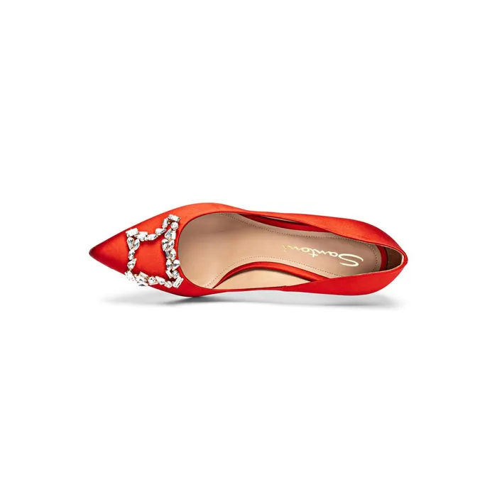 Santoni Red Satin HighHeel Sibille Pump Women Pumps and Heels