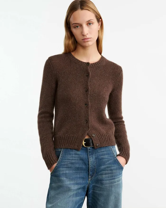 SASKIA CASHMERE CARDIGAN Redwood Melange Women Nili Lotan Knits and Sweaters