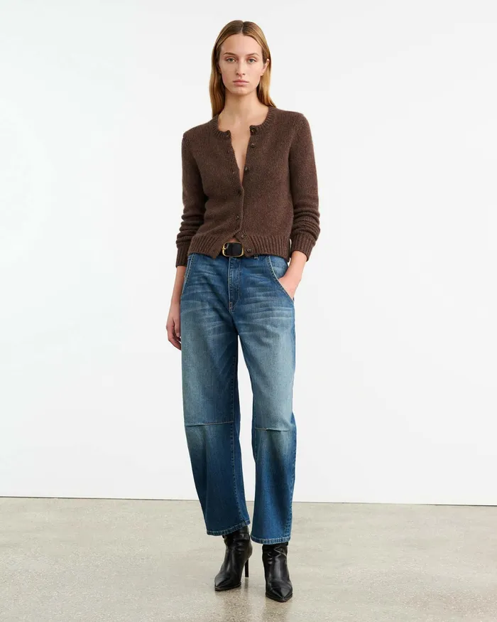 SASKIA CASHMERE CARDIGAN Redwood Melange Women Nili Lotan Knits and Sweaters