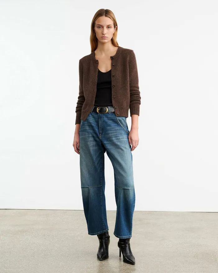 SASKIA CASHMERE CARDIGAN Redwood Melange Women Nili Lotan Knits and Sweaters