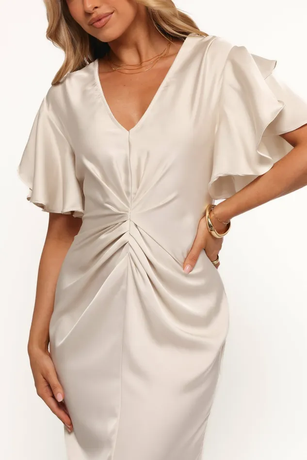 Satin Dresses Georgiana Maxi Dress Dove 8211 Petal and Pup Women